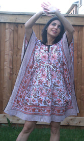 Cream and orange floral kaftan